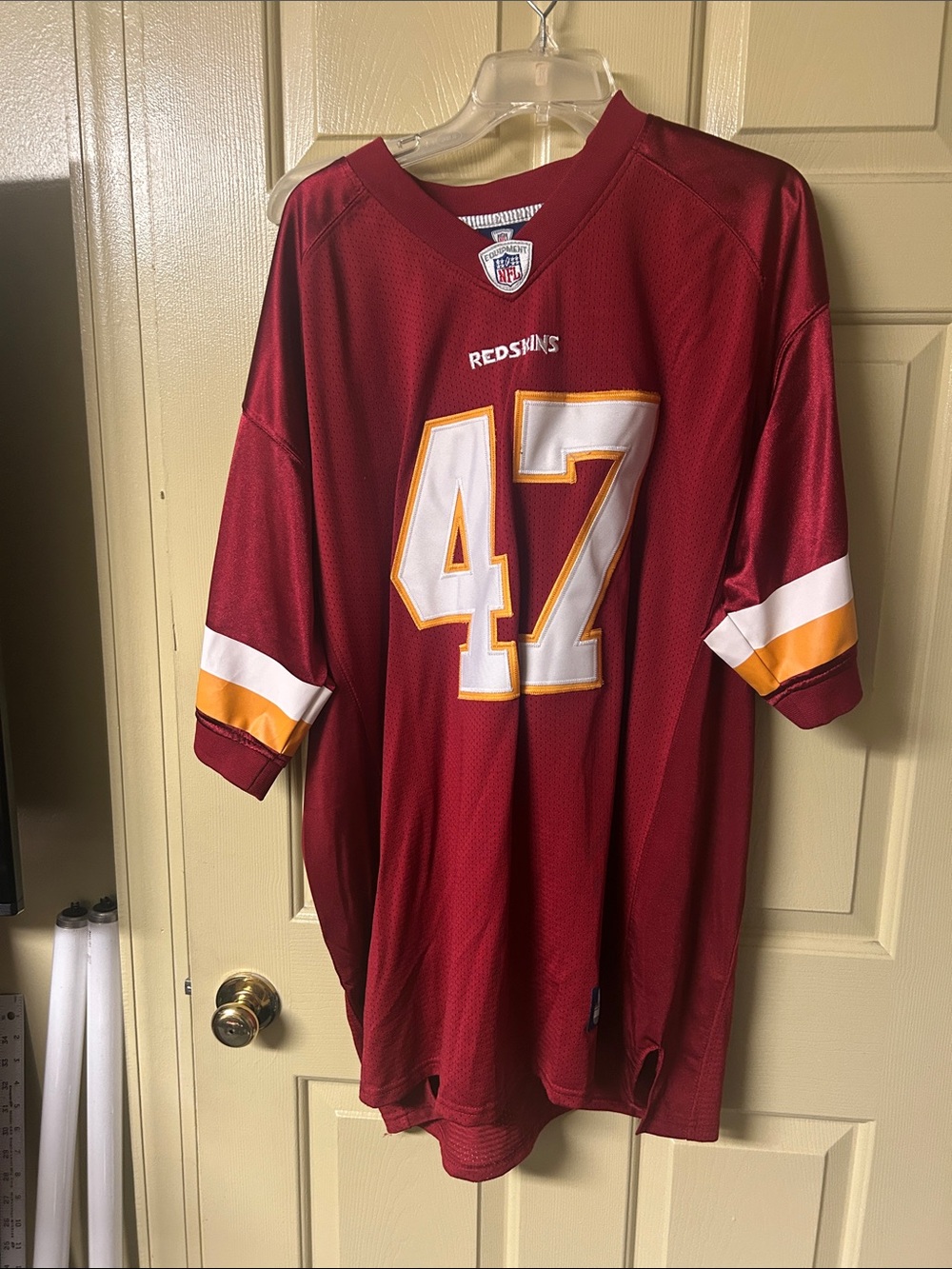 NFL Men's Burgundy Football Jersey #47 with White and Gold Accents